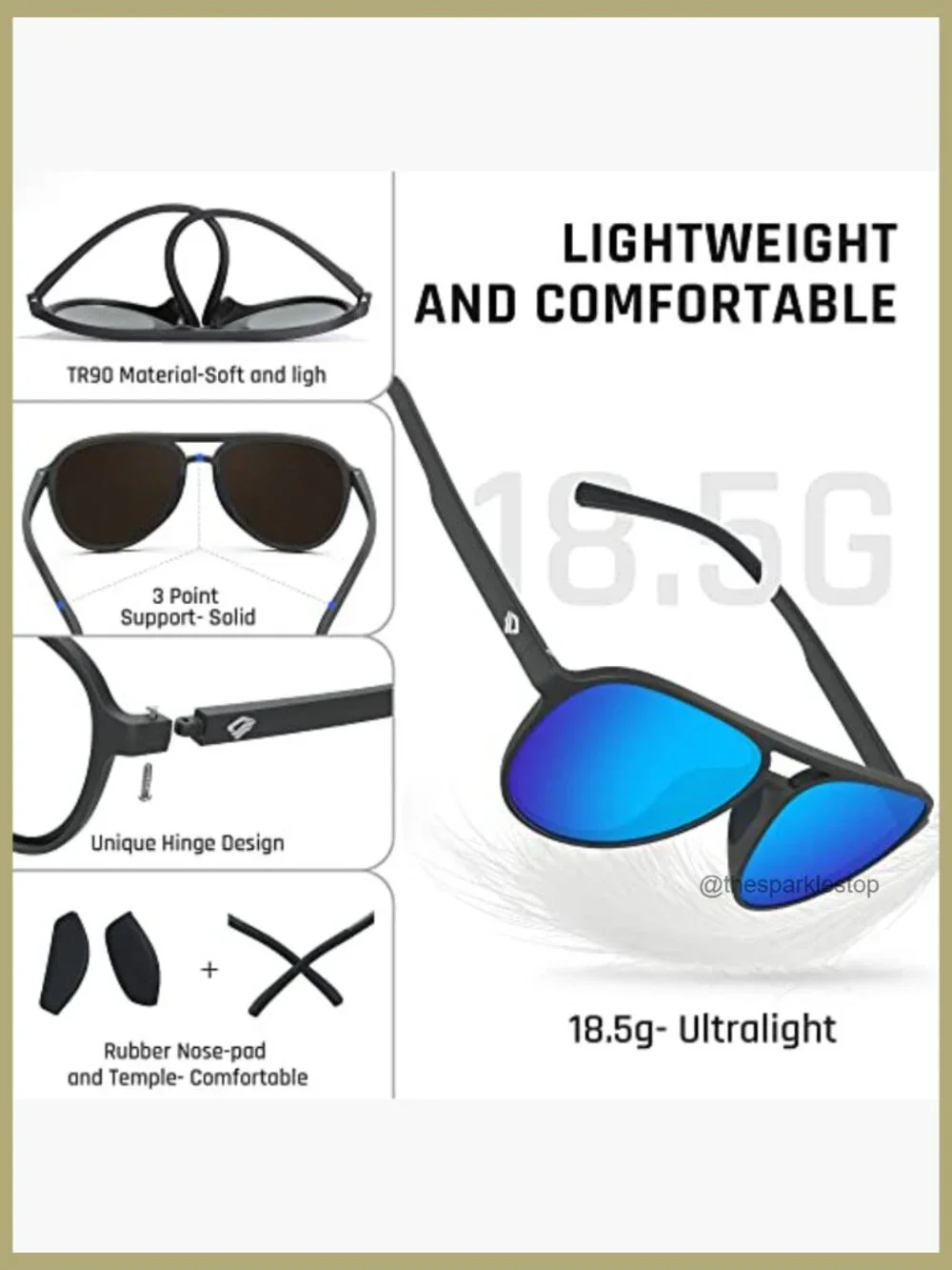 Polarized Aviator Sunglasses TR90 Frame Sports Glasses Fishing Driving